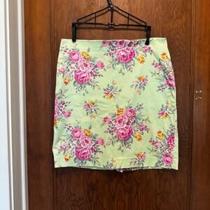 Jones New York Signature Green Floral Skirt‎ 12 Petite Summer Corporate